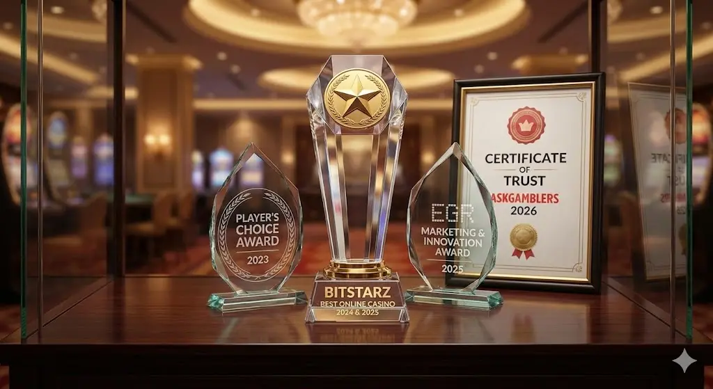 BitStarz Casino 1 A cluster of industry awards won by BitStarz Casino, including the AskGamblers Best Casino 2023, Casinomeister Best Customer Service, and the 2024 WowAwards Best Crypto Casino.
