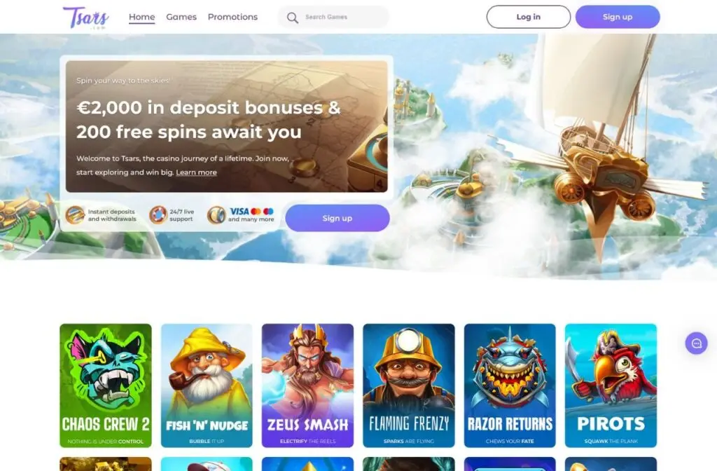Tsars Casino 1 Tsars Casino welcome bonus and free spins banner