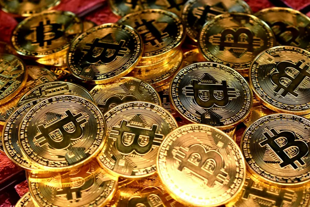 Crypto casino no deposit bonus: a pile of Bitcoin coins